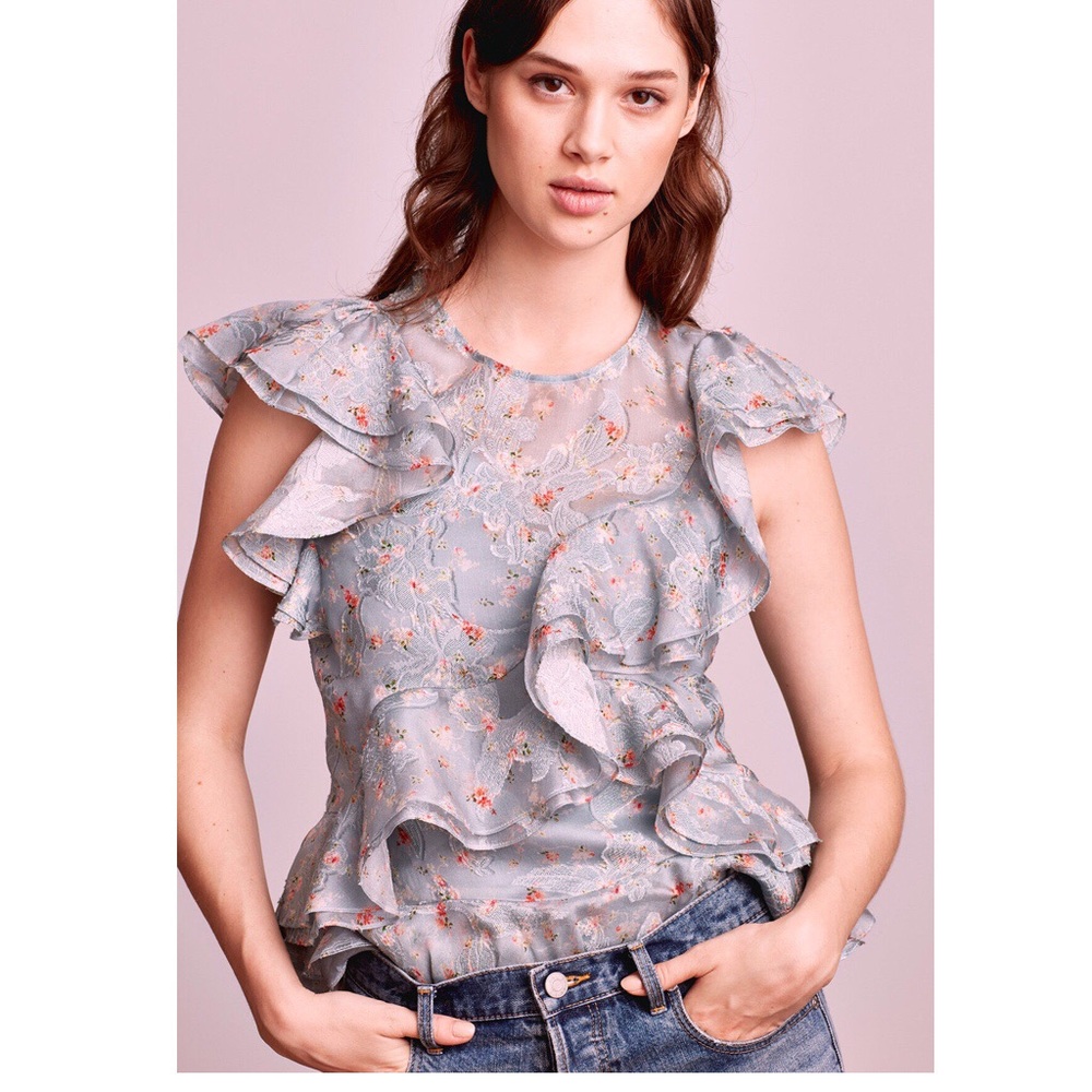$395 Rebecca Taylor Serra organza silk blend top